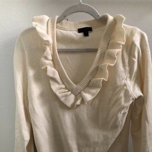 J. Crew Ruffle V-neck Sweater Women Size L